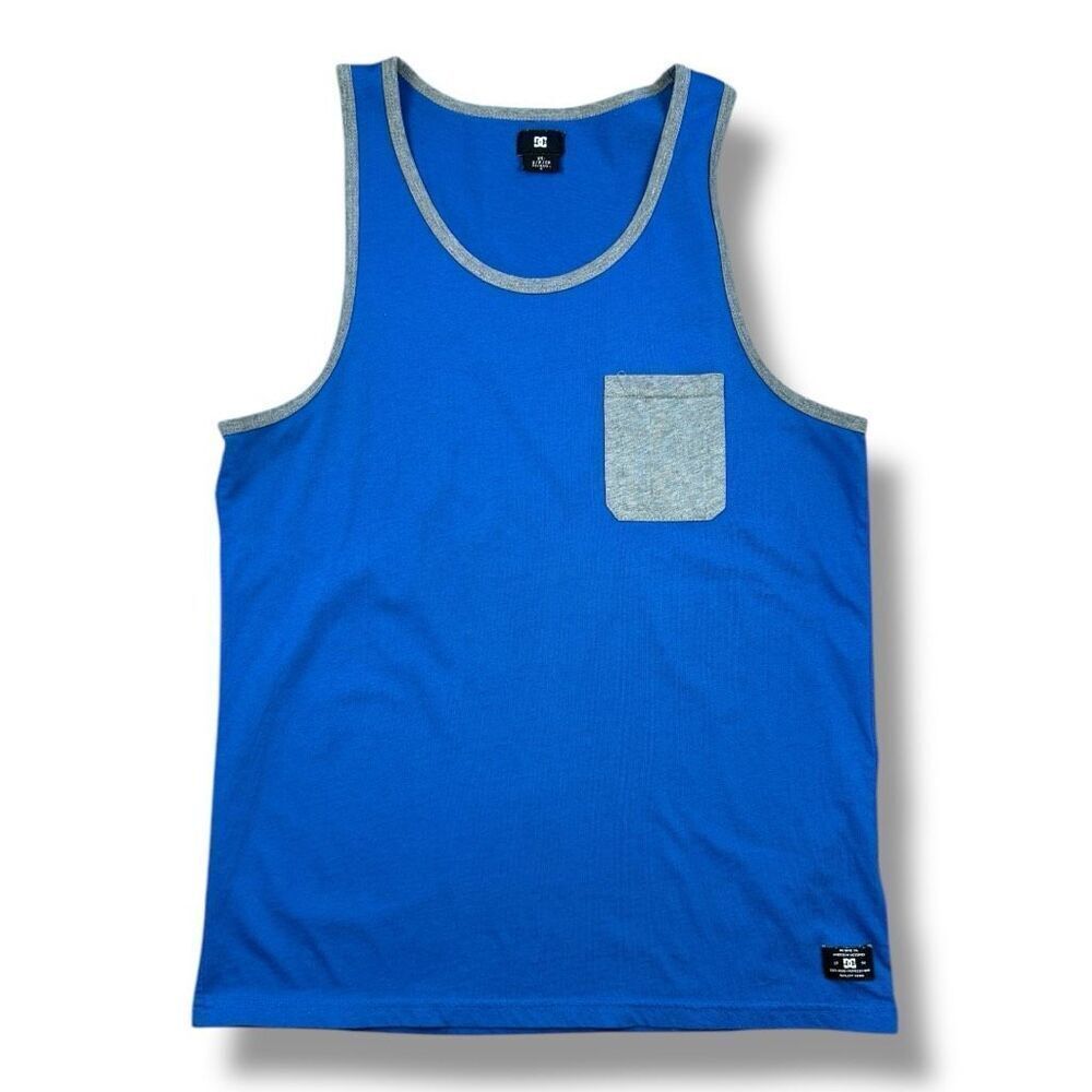 DC Men’s Blue Contrast Trim Pocket Tank Top Size Small Skate Casual